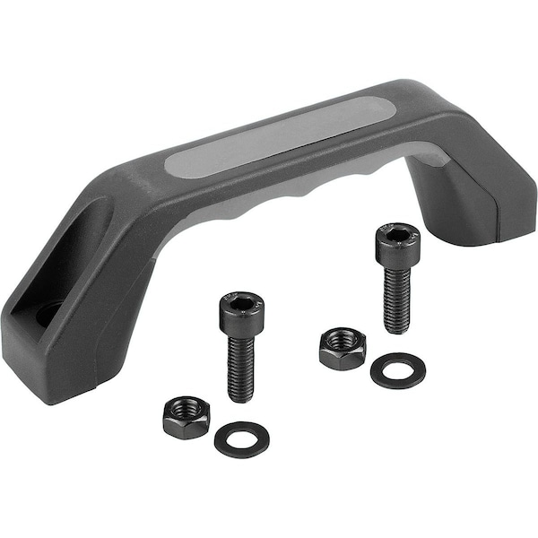 Pull Handle W Soft Inner Face A=150 L=178, H=53, Plastic Blk, Comp:Elast. Natural Rubber Comp:Gray,